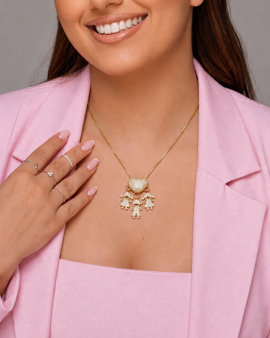 PERSONALIZED CHILDREN’S HEART NECKLACE WITH ZIRCONIA STONES