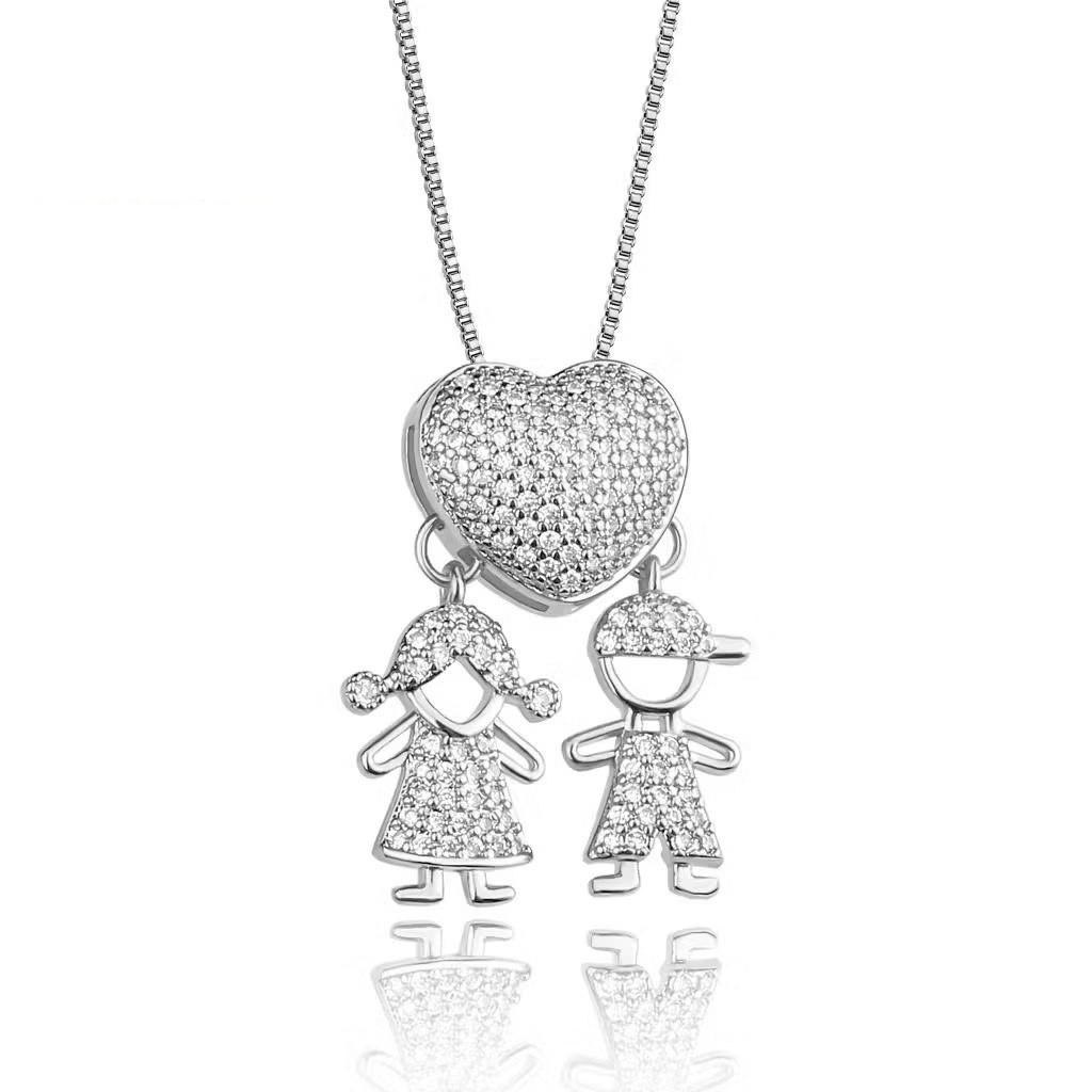 PERSONALIZED CHILDREN’S HEART NECKLACE WITH ZIRCONIA STONES