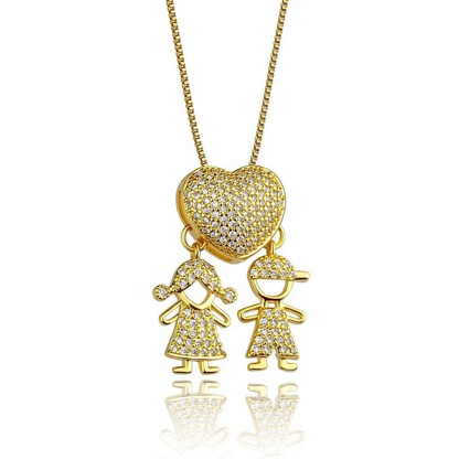 PERSONALIZED CHILDREN’S HEART NECKLACE WITH ZIRCONIA STONES
