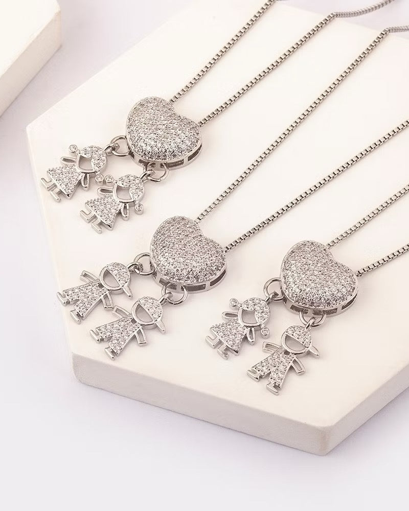 PERSONALIZED CHILDREN’S HEART NECKLACE WITH ZIRCONIA STONES