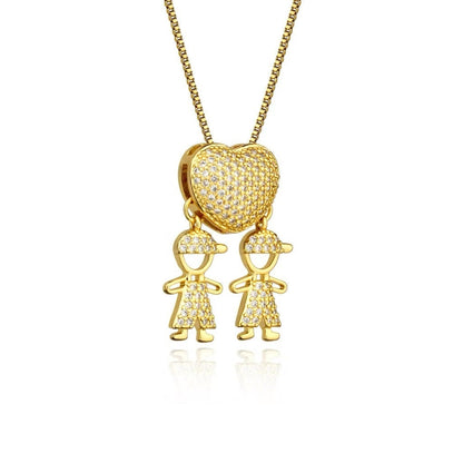 PERSONALIZED CHILDREN’S HEART NECKLACE WITH ZIRCONIA STONES