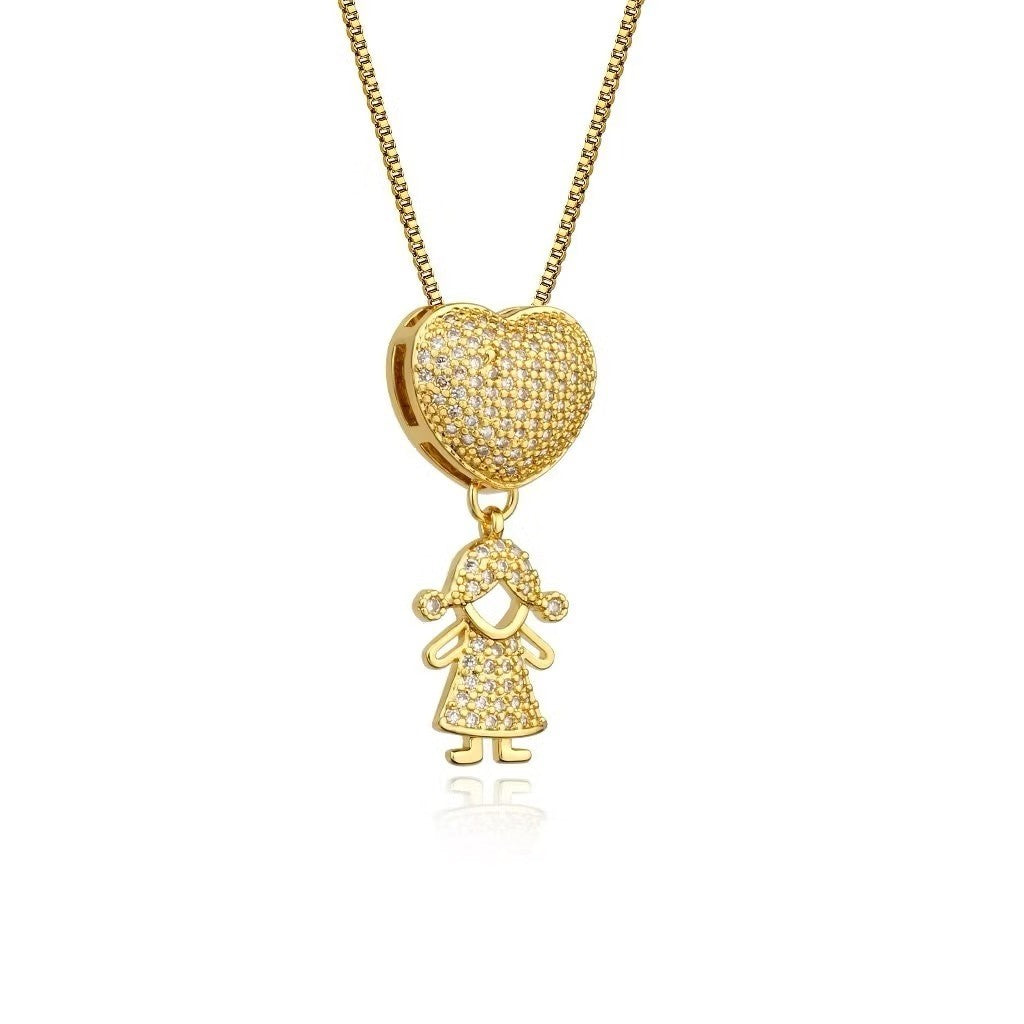 PERSONALIZED CHILDREN’S HEART NECKLACE WITH ZIRCONIA STONES