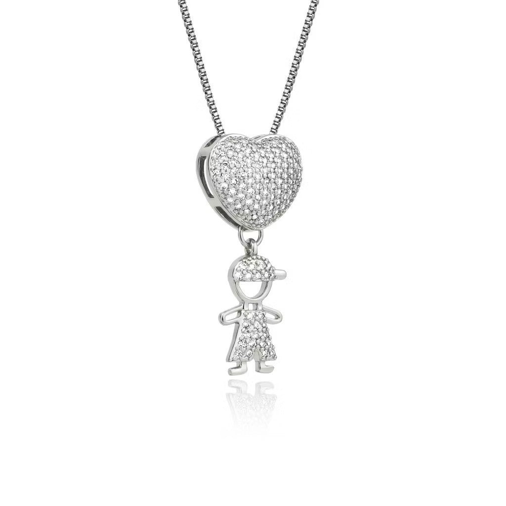 PERSONALIZED CHILDREN’S HEART NECKLACE WITH ZIRCONIA STONES