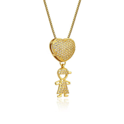 PERSONALIZED CHILDREN’S HEART NECKLACE WITH ZIRCONIA STONES