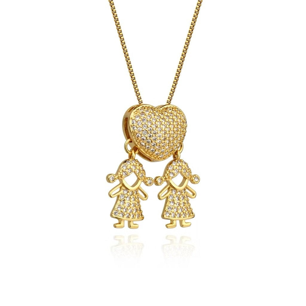 PERSONALIZED CHILDREN’S HEART NECKLACE WITH ZIRCONIA STONES