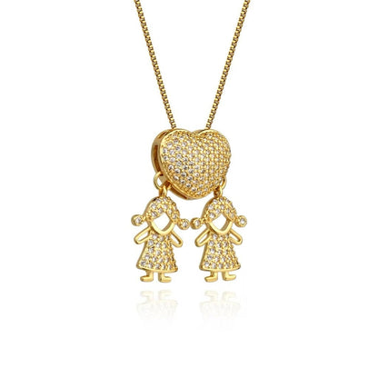 PERSONALIZED CHILDREN’S HEART NECKLACE WITH ZIRCONIA STONES