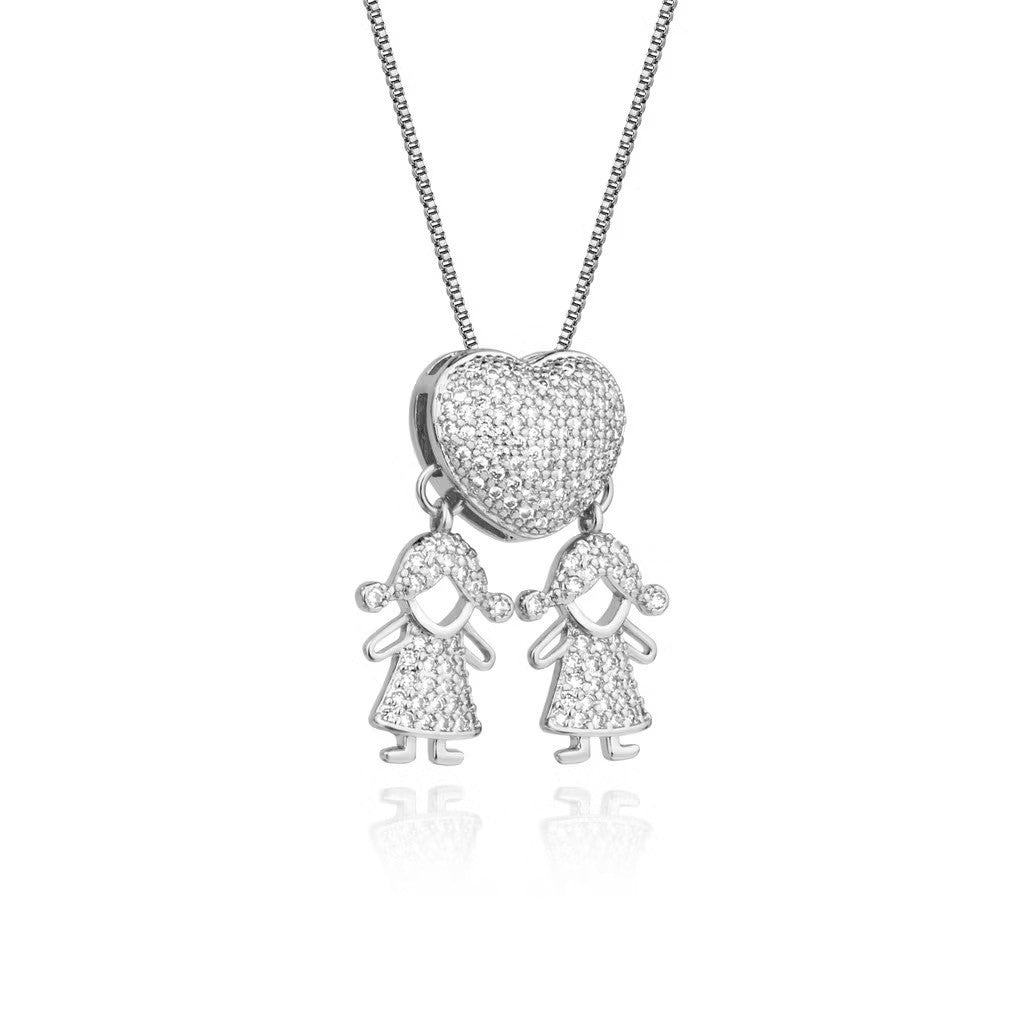 PERSONALIZED CHILDREN’S HEART NECKLACE WITH ZIRCONIA STONES