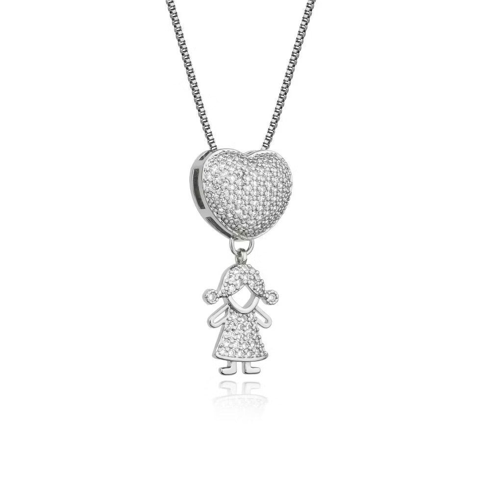 PERSONALIZED CHILDREN’S HEART NECKLACE WITH ZIRCONIA STONES