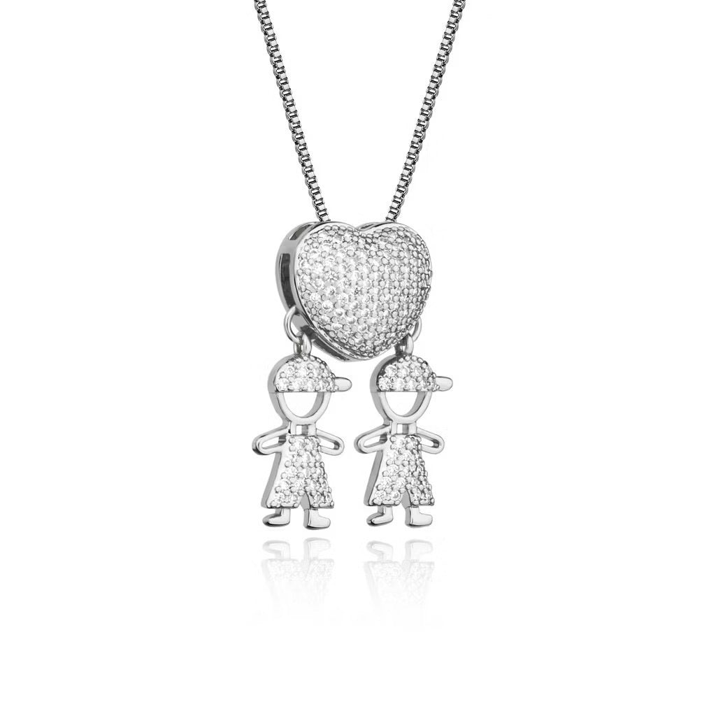 PERSONALIZED CHILDREN’S HEART NECKLACE WITH ZIRCONIA STONES