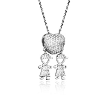 PERSONALIZED CHILDREN’S HEART NECKLACE WITH ZIRCONIA STONES